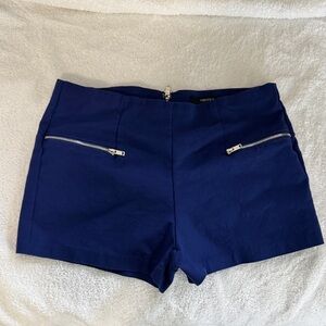 Forever 21 High Waist Blue Shorts with Zipper Accents